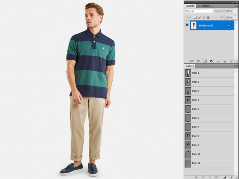 Multiple clipping path services - Male model wearing tshirt clip