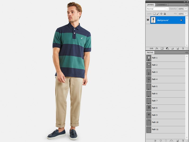 Multiple clipping path services - Male model wearing tshirt clip