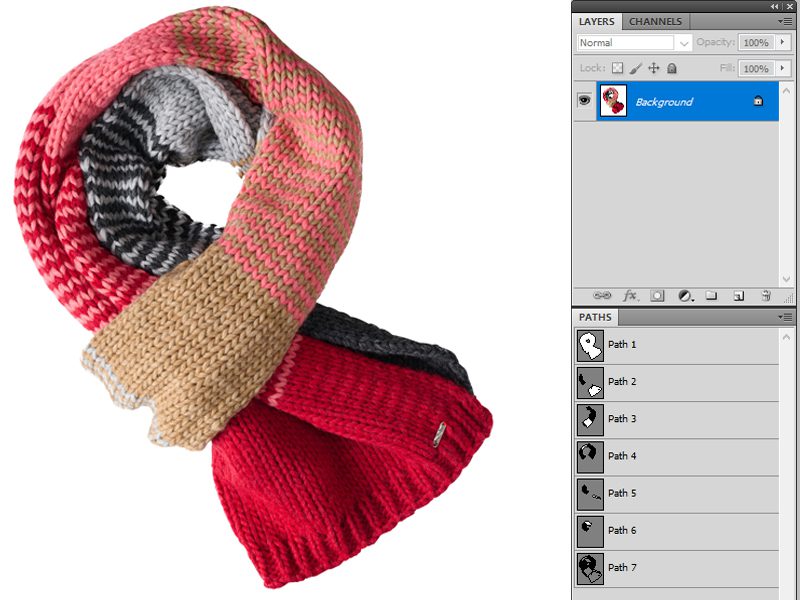 Multiple clipping path services - Text Hiding from muffler and photo retouching actions by Smart Clipping