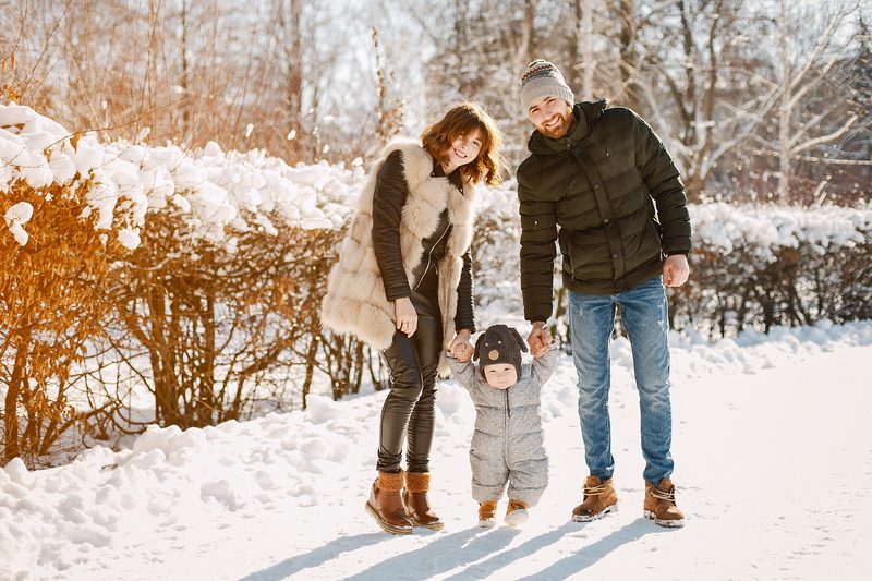 Family in a park - winter family photo outfit ideas