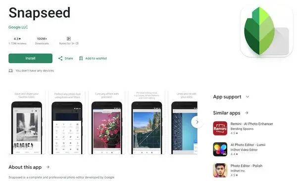 Best Photo Editing App for Ecommerce - Snapseed