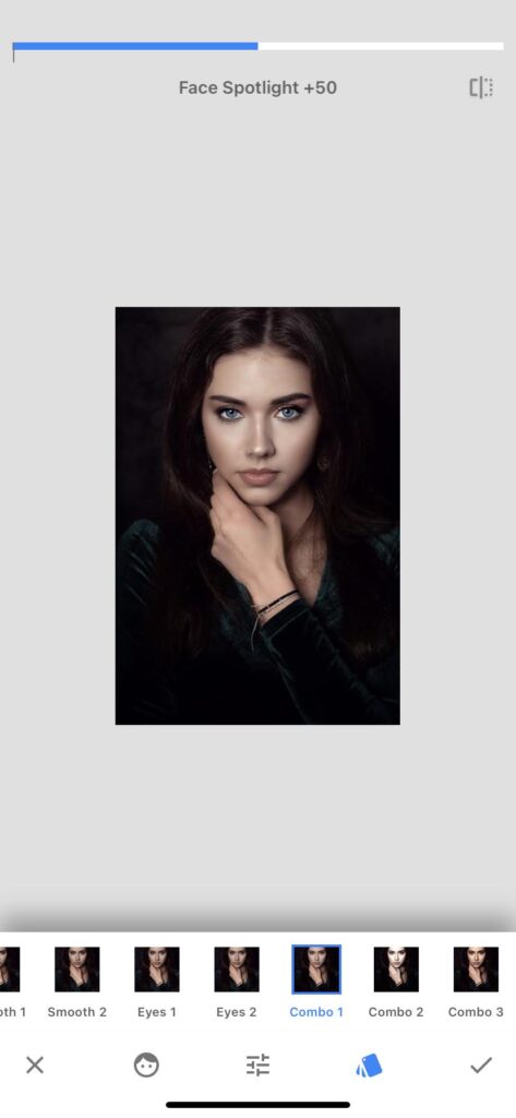 Best free App to Retouch Photos Fast and Easy (2025) 6 Photo smoothing using the Portrait settings in Snapseed