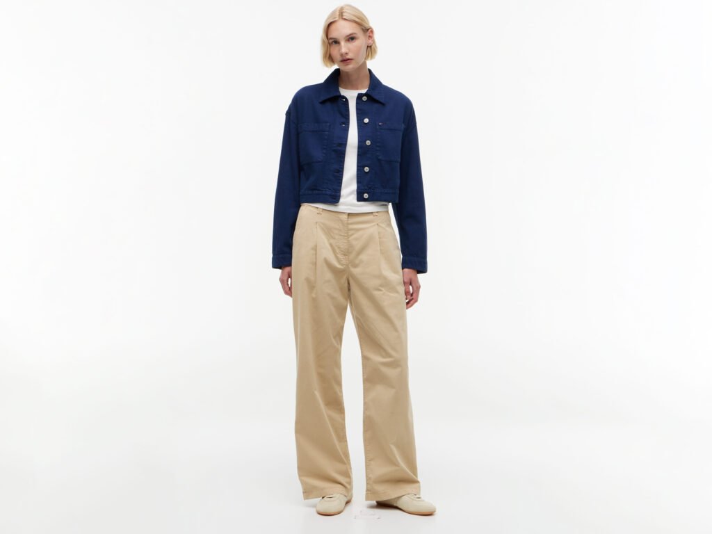 Clothing photo retouching with wrinkle removal and vibrant color enhancement for fashion model